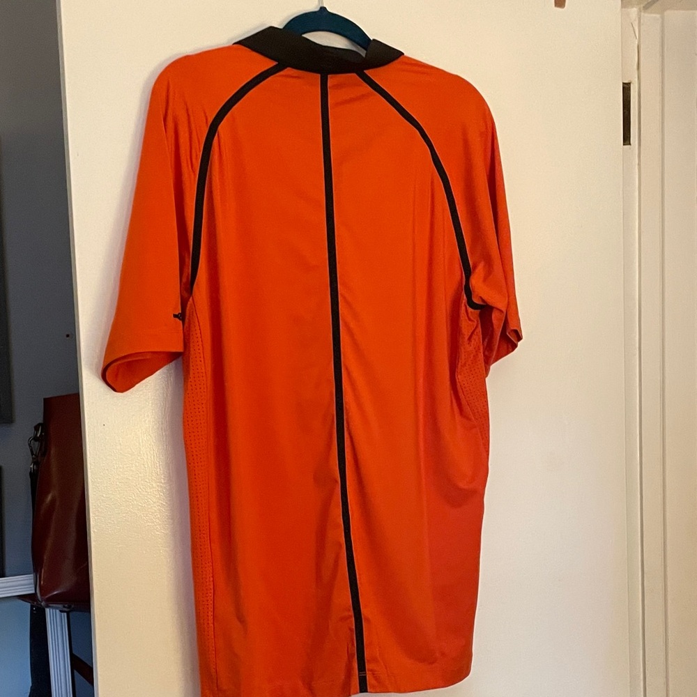 Vibrant Orange and Black Men's Polo Shirt - Picture 3 of 4